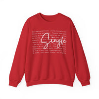 Single, Typography – Gildan Heavy Blend | Trendy Women’s Soft Sweatshirt. Direct to Garment. Printed & Shipped in the USA. Unisex Sizes.
