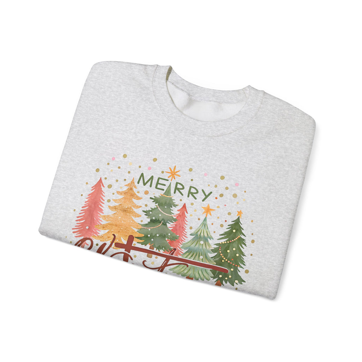 Merry ChrisTmas - Christian Faith – Gildan Heavy Blend | Trendy Women’s Soft Sweatshirt. Direct to Garment. Printed & Shipped in the USA. Unisex Sizes.