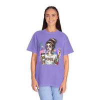 Cool Mombie with Coffee Peace Tattoo - Comfort Colors | Trendy Women's T-Shirt. Direct to Garment. Printed & Shipped in the USA. Unisex Sizes.
