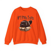 If I Fits I Sits, Cat in a Box – Gildan Heavy Blend | Trendy Women’s and Men's Soft Sweatshirt. Direct to Garment. Printed & Shipped in the USA. Unisex Sizes.