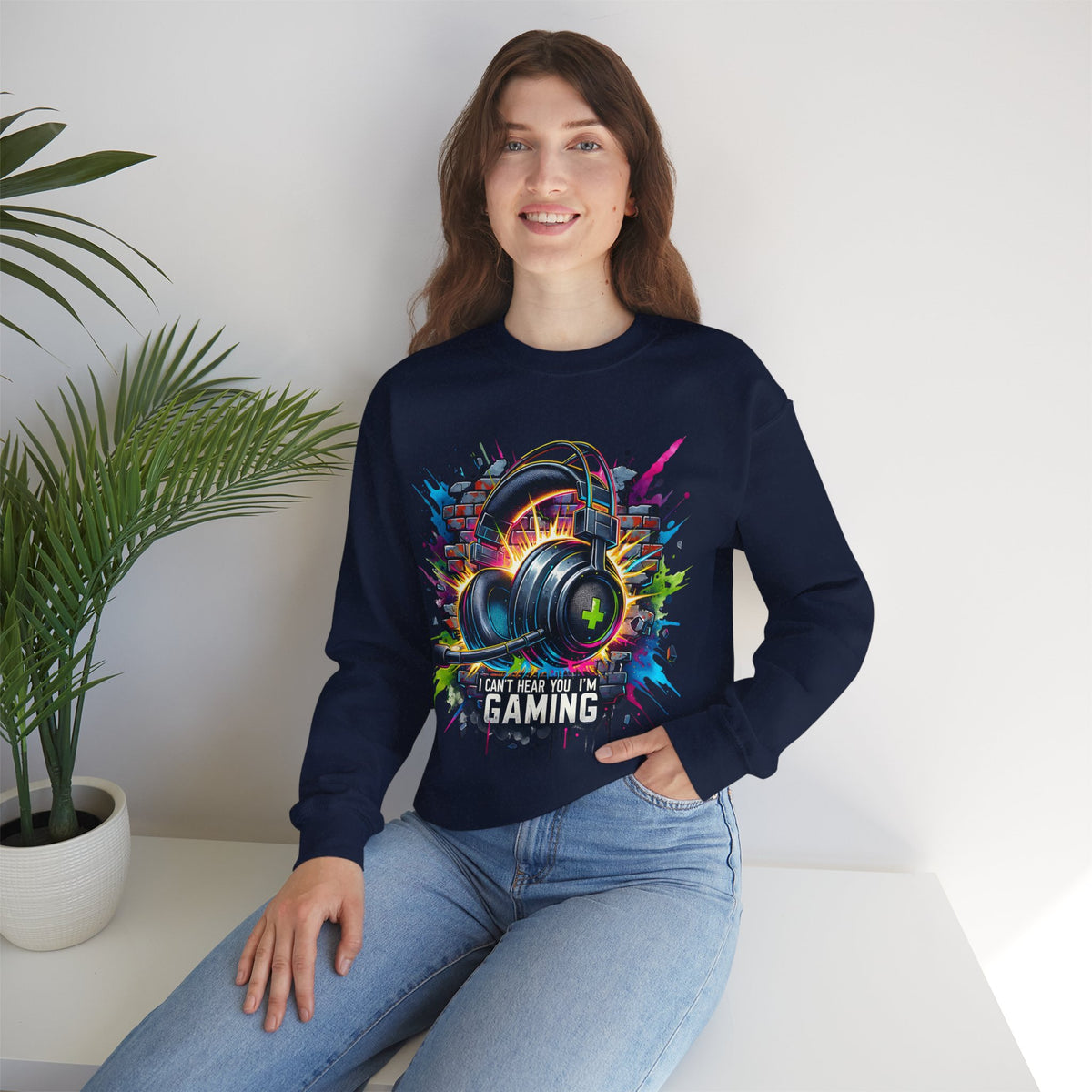 Gaming Headset I Can't Hear You, I'm Gaming – Gildan Heavy Blend | Trendy Women’s and Men's Soft Sweatshirt. Direct to Garment. Printed & Shipped in the USA. Unisex Sizes.