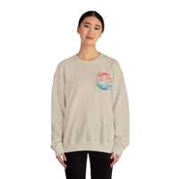 Sun Salt Sand, Beach Sunset - Front & Back Print – Gildan Heavy Blend | Trendy Women’s and Men's Soft Sweatshirt. Direct to Garment. Printed & Shipped in the USA. Unisex Sizes.