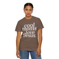 Cool Moms Love Jesus, Vintage - Comfort Colors | Trendy Women's T-Shirt. Direct to Garment. Printed & Shipped in the USA. Unisex Sizes.