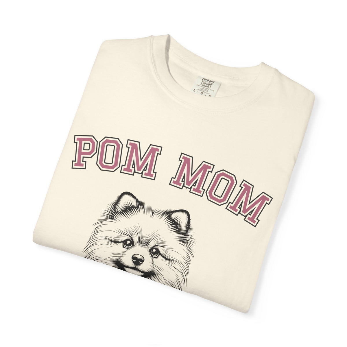 Pom Mom, Varsity - Comfort Colors | Trendy Women's T-Shirt. Direct to Garment. Printed & Shipped in the USA. Unisex Sizes.