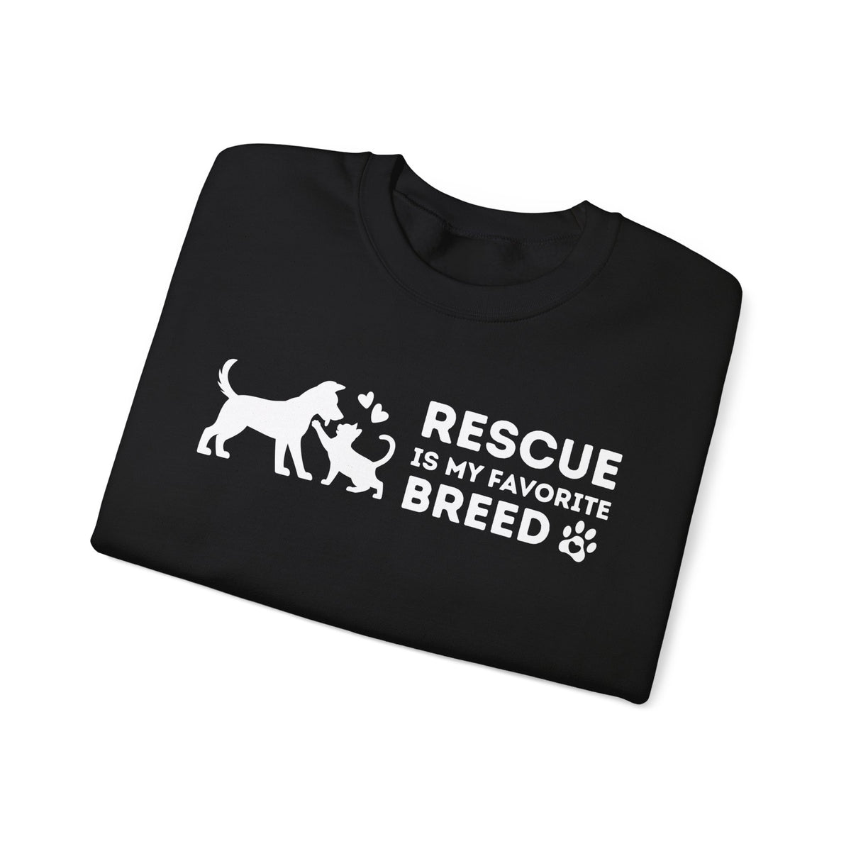 Rescue Is My Favorite Breed *This Shirt Saves Lives* – Gildan Heavy Blend | Trendy Men's and Women’s Soft Sweatshirt. Direct to Garment. Printed & Shipped in the USA. Unisex Sizes.