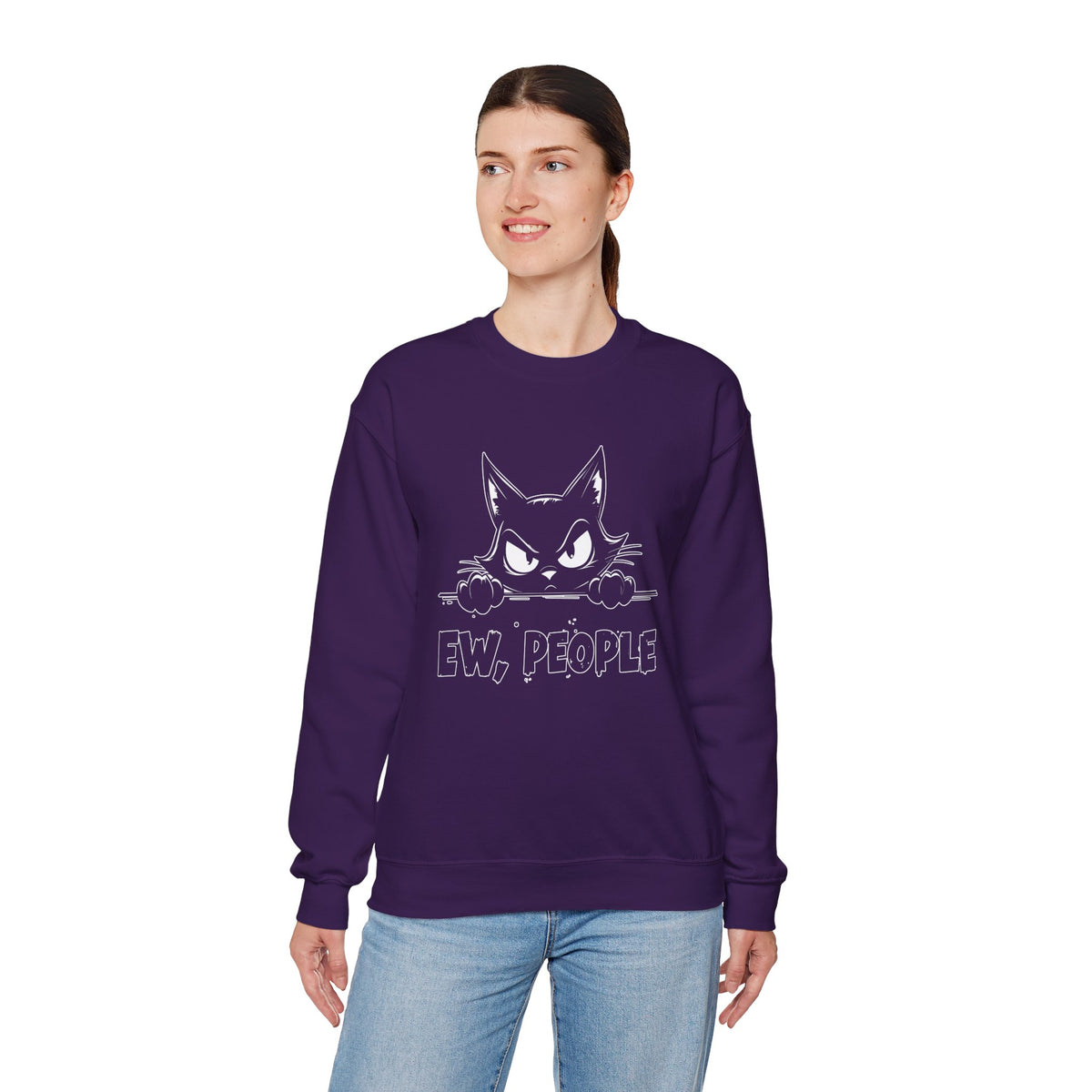 Ew, People Grumpy Cat – Gildan Heavy Blend | Trendy Men's and Women’s Soft Sweatshirt. Direct to Garment. Printed & Shipped in the USA. Unisex Sizes.