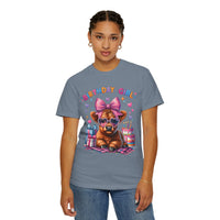 Birthday Girl, Highland Cow - Comfort Colors | Trendy Women's T-Shirt. Direct to Garment. Printed & Shipped in the USA. Unisex Sizes.
