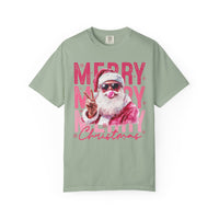 Pink Merry Christmas Bubblegum Santa - Comfort Colors | Trendy Women's T-Shirt. Direct to Garment. Printed & Shipped in the USA. Unisex Sizes.