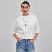 Jaclyn (Ivory) 3/4 Sleeve 94% Cotton Top
