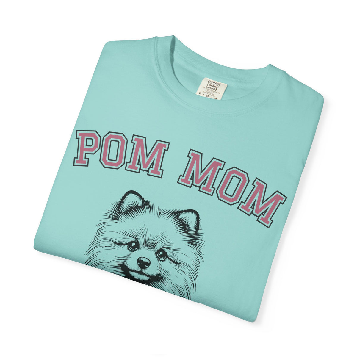 Pom Mom, Varsity - Comfort Colors | Trendy Women's T-Shirt. Direct to Garment. Printed & Shipped in the USA. Unisex Sizes.