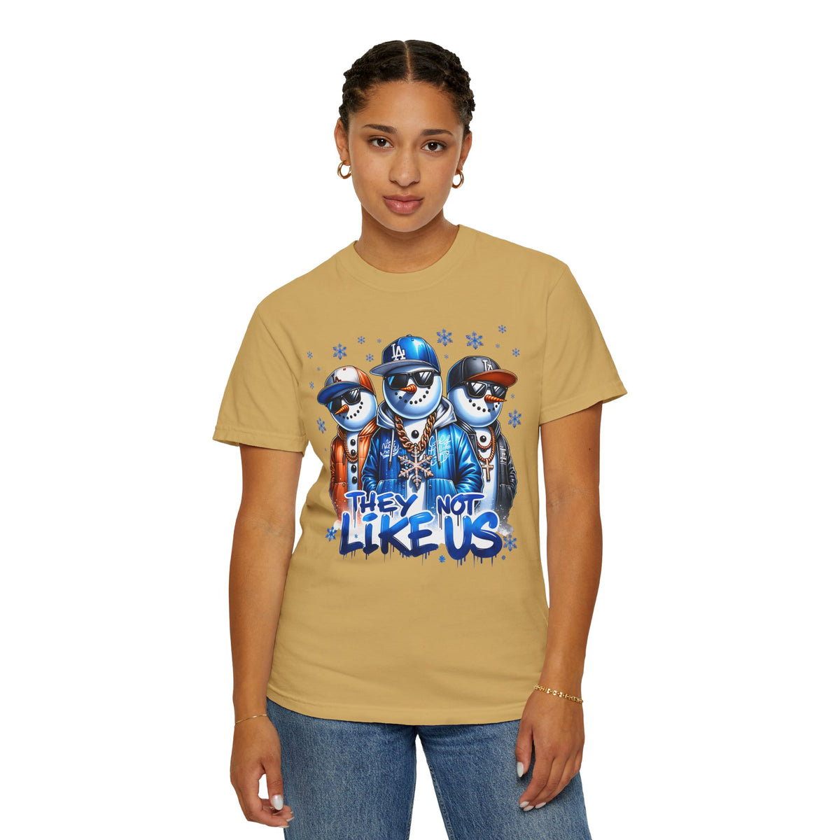 They Not Like Us Snowman - Comfort Colors | Trendy Men's and Women's T-Shirt. Direct to Garment. Printed & Shipped in the USA. Unisex Sizes.
