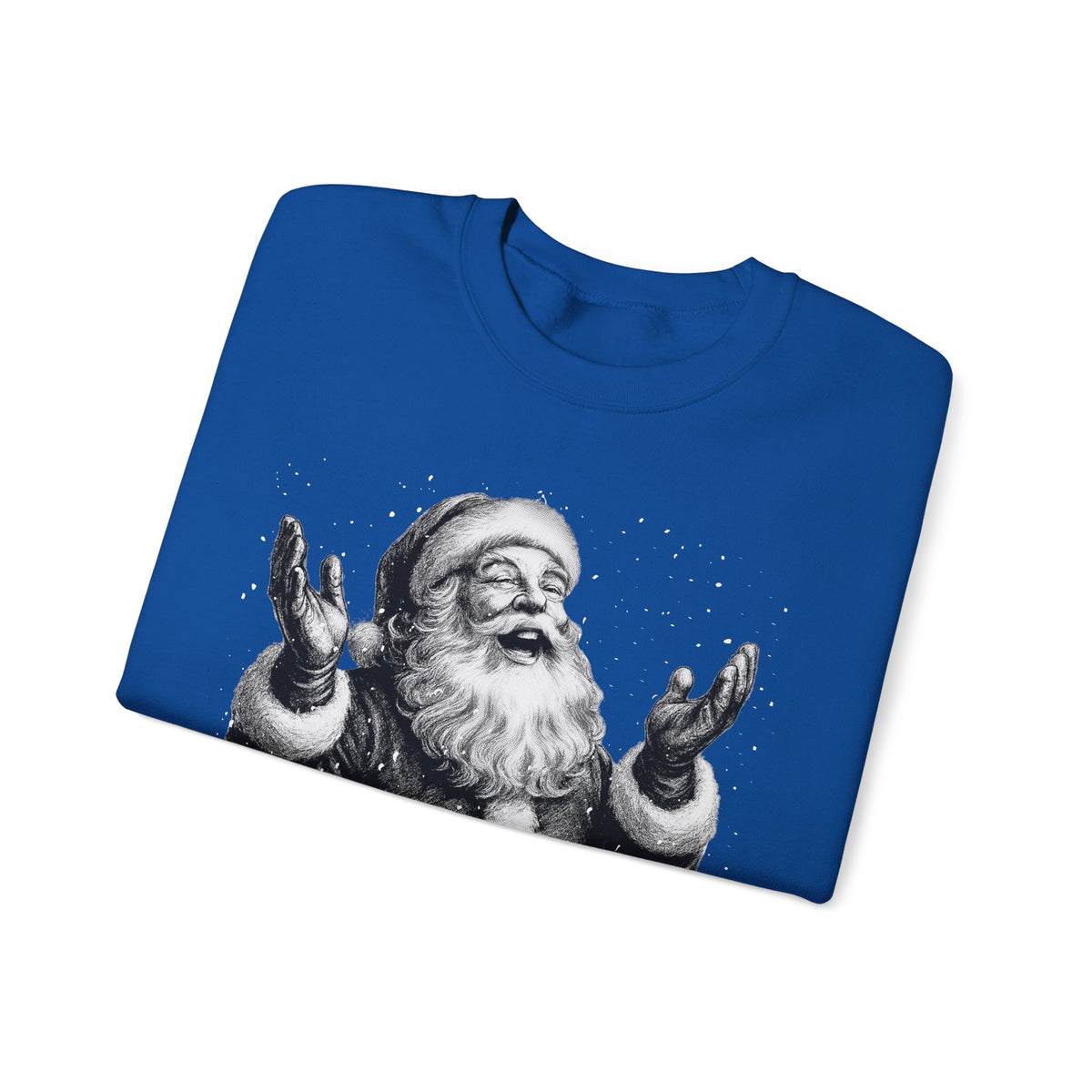 Joyful Santa - Black and White Vintage – Gildan Heavy Blend | Trendy Women’s and Men's Soft Sweatshirt. Direct to Garment. Printed & Shipped in the USA. Unisex Sizes.
