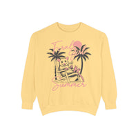 Feral Girl Summer, Possum on a Beach - Comfort Colors | Trendy Women's Sweatshirt. Direct to Garment. Printed & Shipped in the USA. Unisex Sizes.