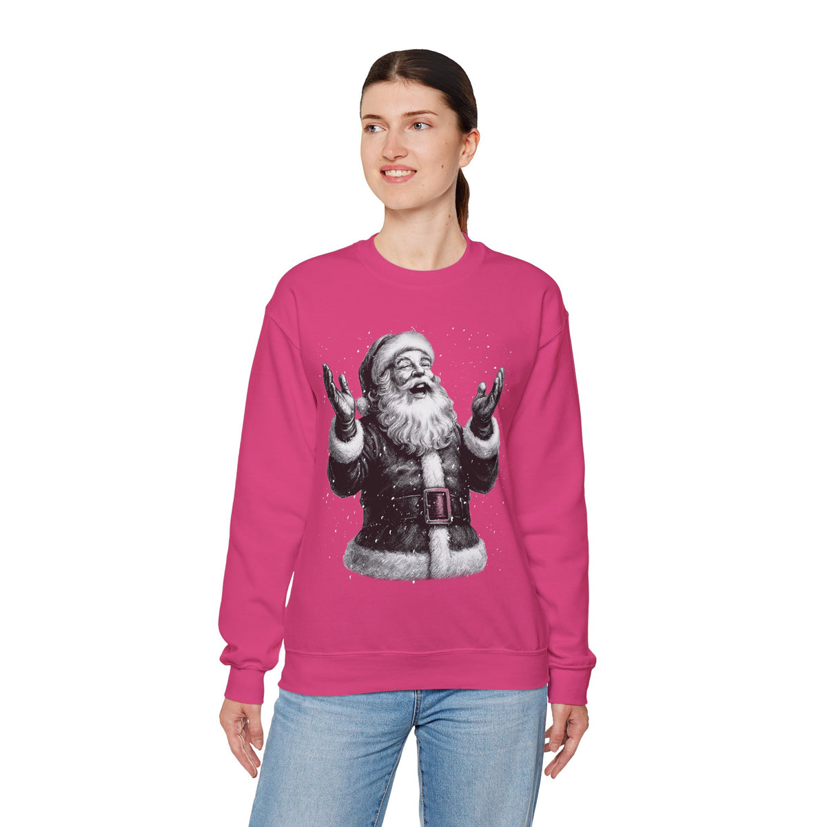 Joyful Santa - Black and White Vintage – Gildan Heavy Blend | Trendy Women’s and Men's Soft Sweatshirt. Direct to Garment. Printed & Shipped in the USA. Unisex Sizes.