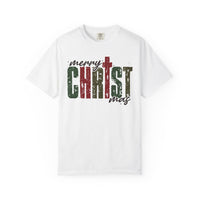Distressed Merry ChrisTmas Faith - Comfort Colors | Trendy Men's and Women's T-Shirt. Direct to Garment. Printed & Shipped in the USA. Unisex Sizes.
