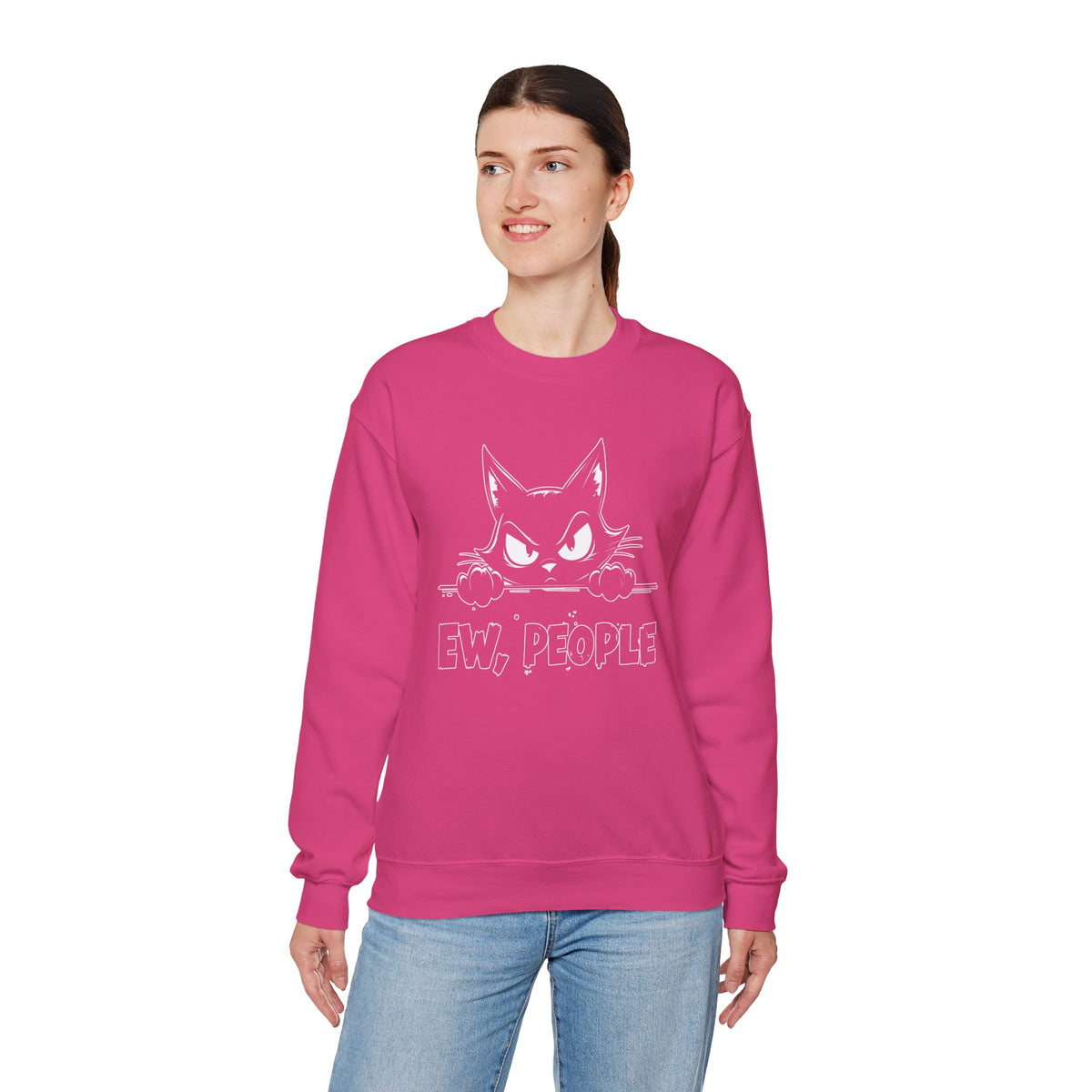 Ew, People Grumpy Cat – Gildan Heavy Blend | Trendy Men's and Women’s Soft Sweatshirt. Direct to Garment. Printed & Shipped in the USA. Unisex Sizes.