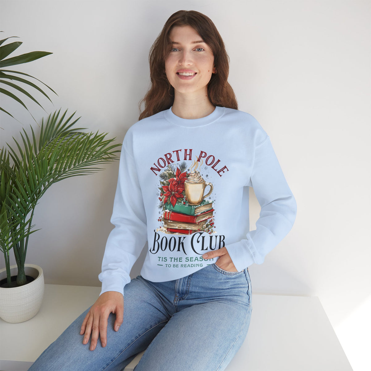 North Pole Book Club – Gildan Heavy Blend | Trendy Women’s Soft Sweatshirt. Direct to Garment. Printed & Shipped in the USA. Unisex Sizes.