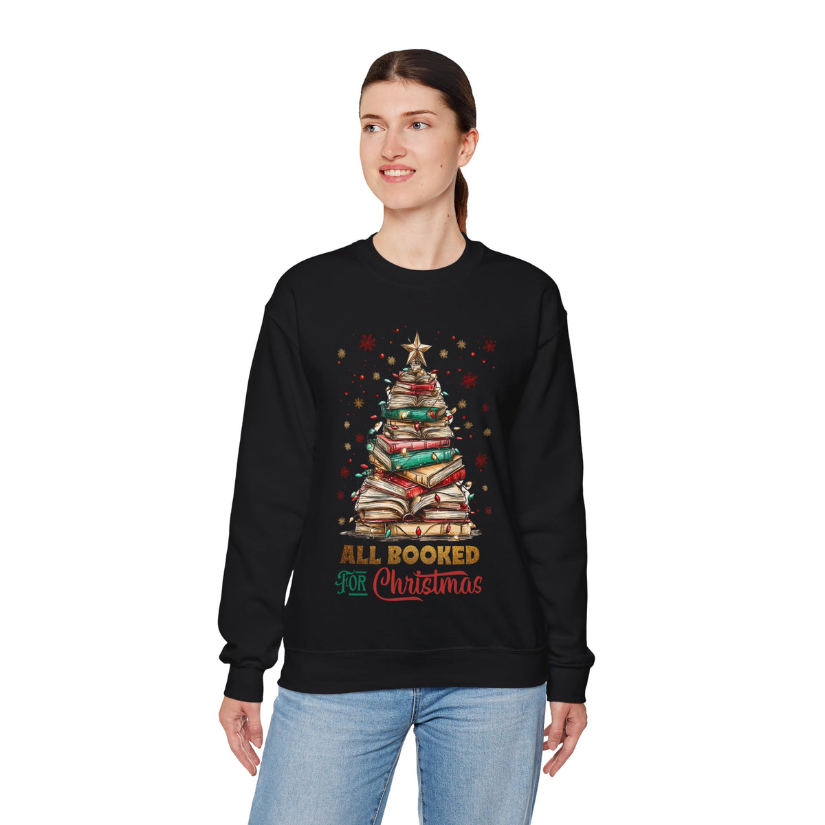 All Booked For Christmas – Gildan Heavy Blend | Trendy Women’s Soft Sweatshirt. Direct to Garment. Printed & Shipped in the USA. Unisex Sizes.
