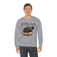 If I Fits I Sits, Cat in a Box – Gildan Heavy Blend | Trendy Women’s and Men's Soft Sweatshirt. Direct to Garment. Printed & Shipped in the USA. Unisex Sizes.