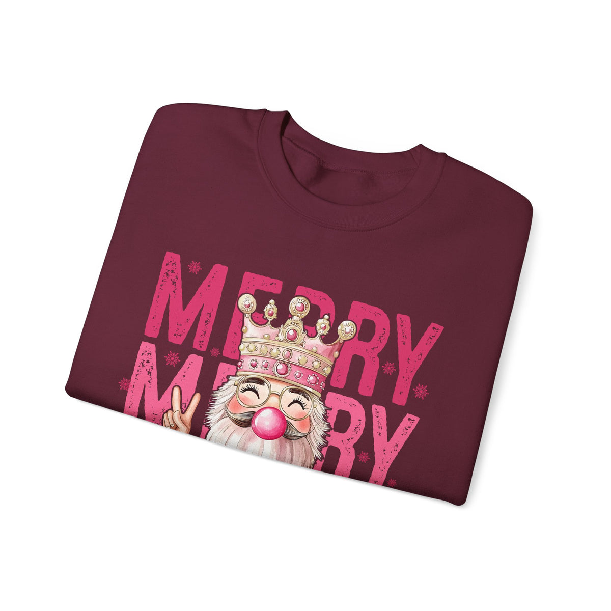 Merry Christmas - Cute Pink Bubblegum Nutcracker – Gildan Heavy Blend | Trendy Women’s Soft Sweatshirt. Direct to Garment. Printed & Shipped in the USA. Unisex Sizes.