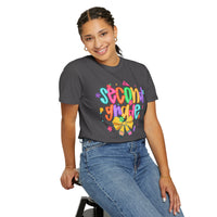 Coquette Second Grade Pencil Bow - Comfort Colors | Trendy Women's T-Shirt. Direct to Garment. Printed & Shipped in the USA. Unisex Sizes.