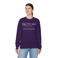Dogtrovert Typography. Dog Lover – Gildan Heavy Blend | Trendy Men's and Women’s Soft Sweatshirt. Direct to Garment. Printed & Shipped in the USA. Unisex Sizes.
