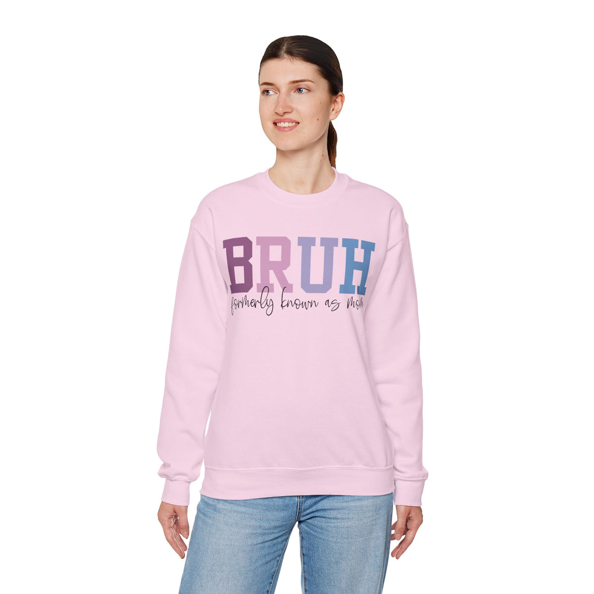 BRUH Formerly Known As Mom – Gildan Heavy Blend | Trendy Women’s Soft Sweatshirt. Direct to Garment. Printed & Shipped in the USA. Unisex Sizes.