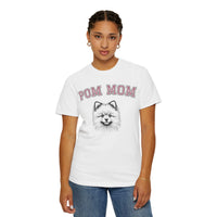 Pom Mom, Varsity - Comfort Colors | Trendy Women's T-Shirt. Direct to Garment. Printed & Shipped in the USA. Unisex Sizes.