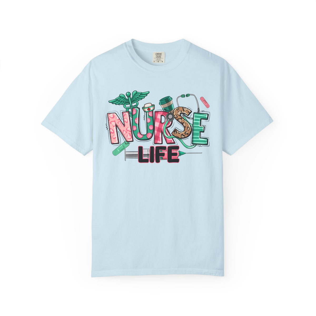 Nurse Life Cute Preppy Healthcare - Comfort Colors | Trendy Women's T-Shirt. Direct to Garment. Printed & Shipped in the USA. Unisex Sizes.
