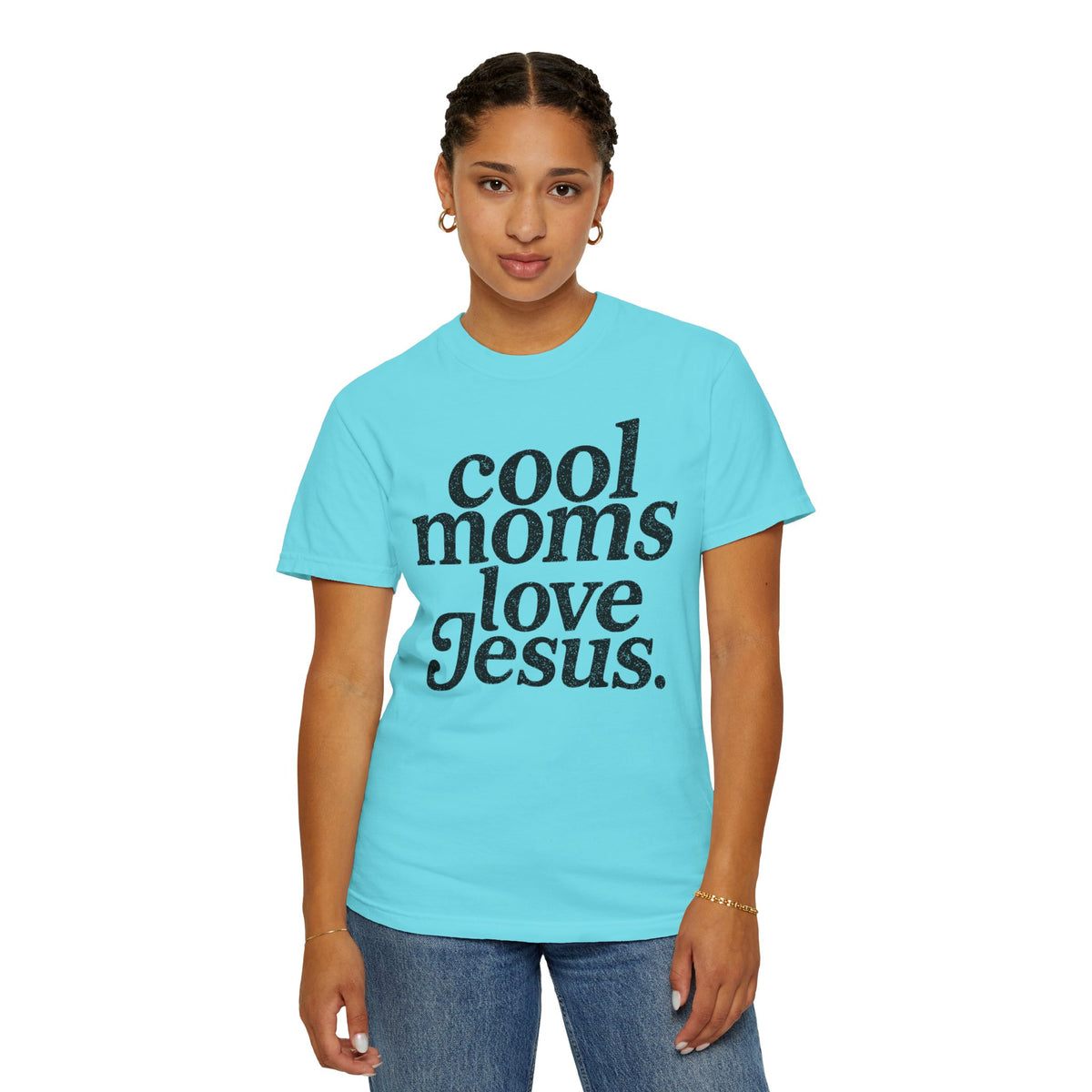 Cool Moms Love Jesus, Vintage - Comfort Colors | Trendy Women's T-Shirt. Direct to Garment. Printed & Shipped in the USA. Unisex Sizes.