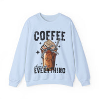 Coffee Changes Everything, Iced Coffee, Coffee Lovers – Gildan Heavy Blend | Trendy Women’s Soft Sweatshirt. Direct to Garment. Printed & Shipped in the USA. Unisex Sizes.