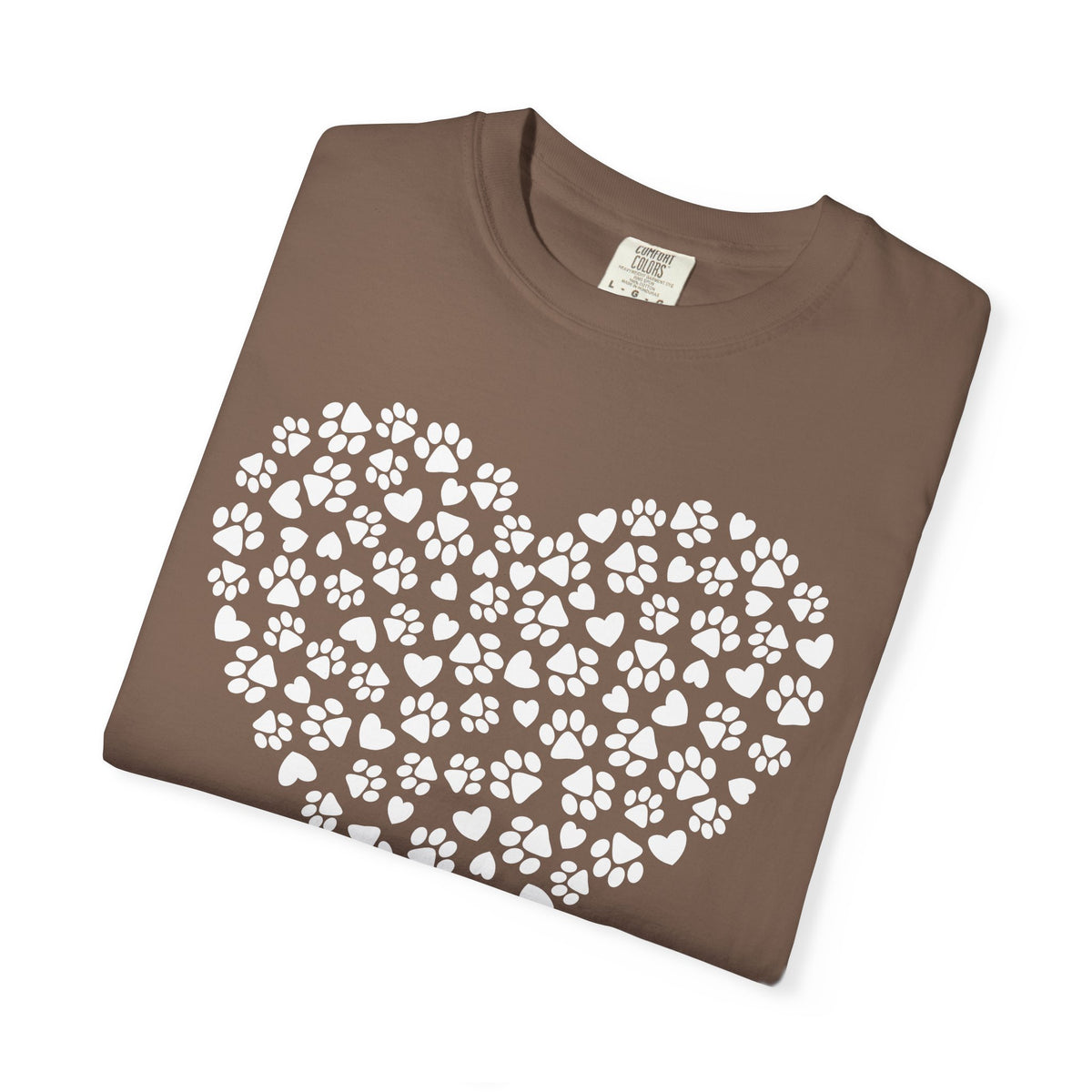 Dog Paw Heart - Comfort Colors | Trendy Women's T-Shirt. Direct to Garment. Printed & Shipped in the USA. Unisex Sizes.