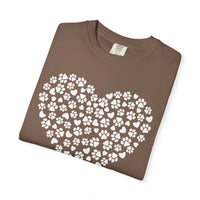 Dog Paw Heart - Comfort Colors | Trendy Women's T-Shirt. Direct to Garment. Printed & Shipped in the USA. Unisex Sizes.