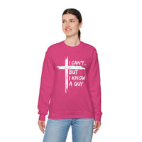 I Can't But I Know A Guy, Faith Cross Christian Jesus – Gildan Heavy Blend | Trendy Women’s and Men's Soft Sweatshirt. Direct to Garment. Printed & Shipped in the USA. Unisex Sizes.