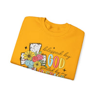 Blessed By God, Spoiled By My Husband, Protected By Both – Gildan Heavy Blend | Trendy Women’s Soft Sweatshirt. Direct to Garment. Printed & Shipped in the USA. Unisex Sizes.