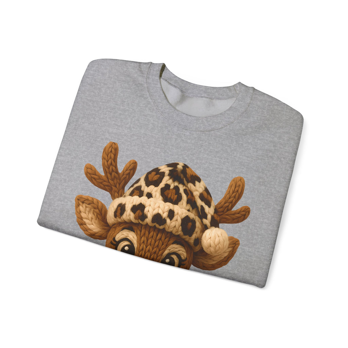 Rudolph Reindeer Leopard Santa Hat Christmas – Gildan Heavy Blend | Trendy Women’s Soft Sweatshirt. Direct to Garment. Printed & Shipped in the USA. Unisex Sizes.