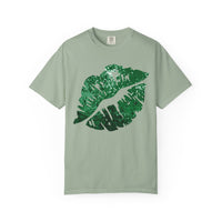 Green Faux Glitter Kiss - Comfort Colors | Trendy Women's T-Shirt. Direct to Garment. Printed & Shipped in the USA. Unisex Sizes.