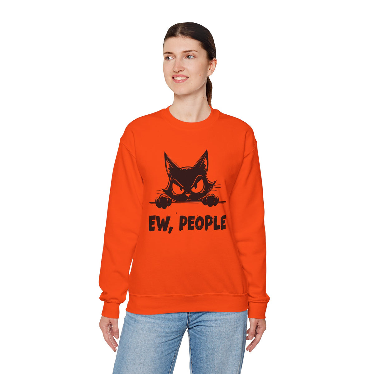Ew, People Grumpy Cat – Gildan Heavy Blend | Trendy Men's and Women’s Soft Sweatshirt. Direct to Garment. Printed & Shipped in the USA. Unisex Sizes.