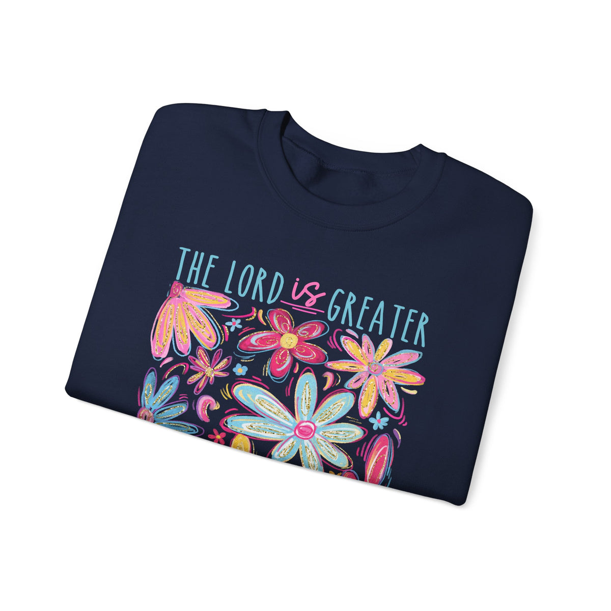 The Lord Is Greater Than The Giants You Face – Gildan Heavy Blend | Trendy Women’s Soft Sweatshirt. Direct to Garment. Printed & Shipped in the USA. Unisex Sizes.