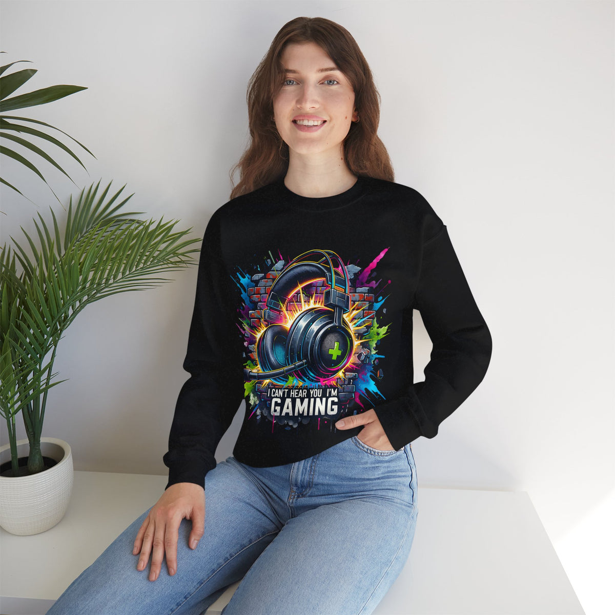 Gaming Headset I Can't Hear You, I'm Gaming – Gildan Heavy Blend | Trendy Women’s and Men's Soft Sweatshirt. Direct to Garment. Printed & Shipped in the USA. Unisex Sizes.
