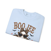 BooJee Ghost with Coffee - Halloween – Gildan Heavy Blend | Trendy Women’s Soft Sweatshirt. Direct to Garment. Printed & Shipped in the USA. Unisex Sizes.