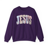 Jesus faux Patchwork – Gildan Heavy Blend | Trendy Women’s Soft Sweatshirt. Direct to Garment. Printed & Shipped in the USA. Unisex Sizes.