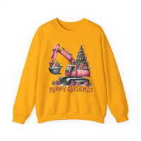 Excavator Merry Christmas Construction – Gildan Heavy Blend | Trendy Women’s Soft Sweatshirt. Direct to Garment. Printed & Shipped in the USA. Unisex Sizes.
