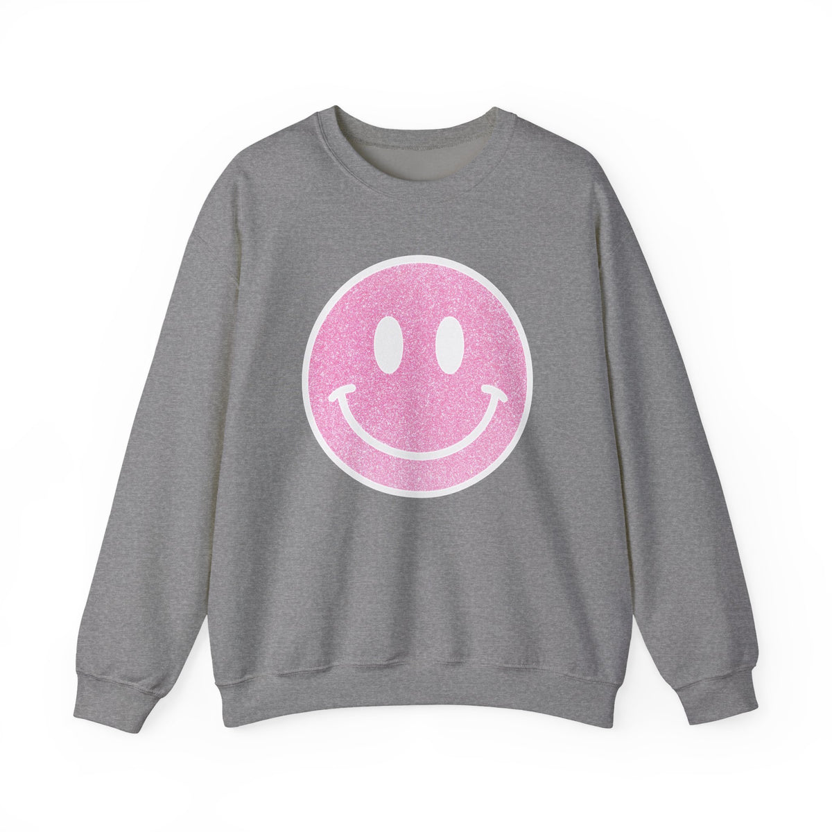 Glitter Smiley – Gildan Heavy Blend | Trendy Women’s Soft Sweatshirt. Direct to Garment. Printed & Shipped in the USA. Unisex Sizes.
