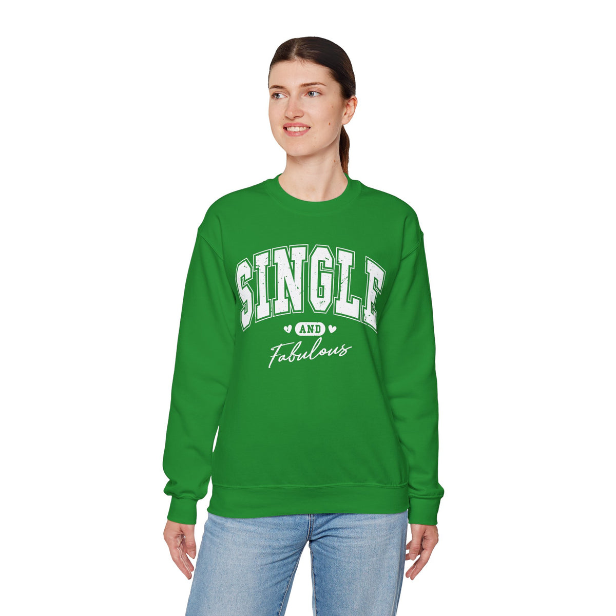 Single and Fabulous - Varsity – Gildan Heavy Blend | Trendy Women’s Soft Sweatshirt. Direct to Garment. Printed & Shipped in the USA. Unisex Sizes.