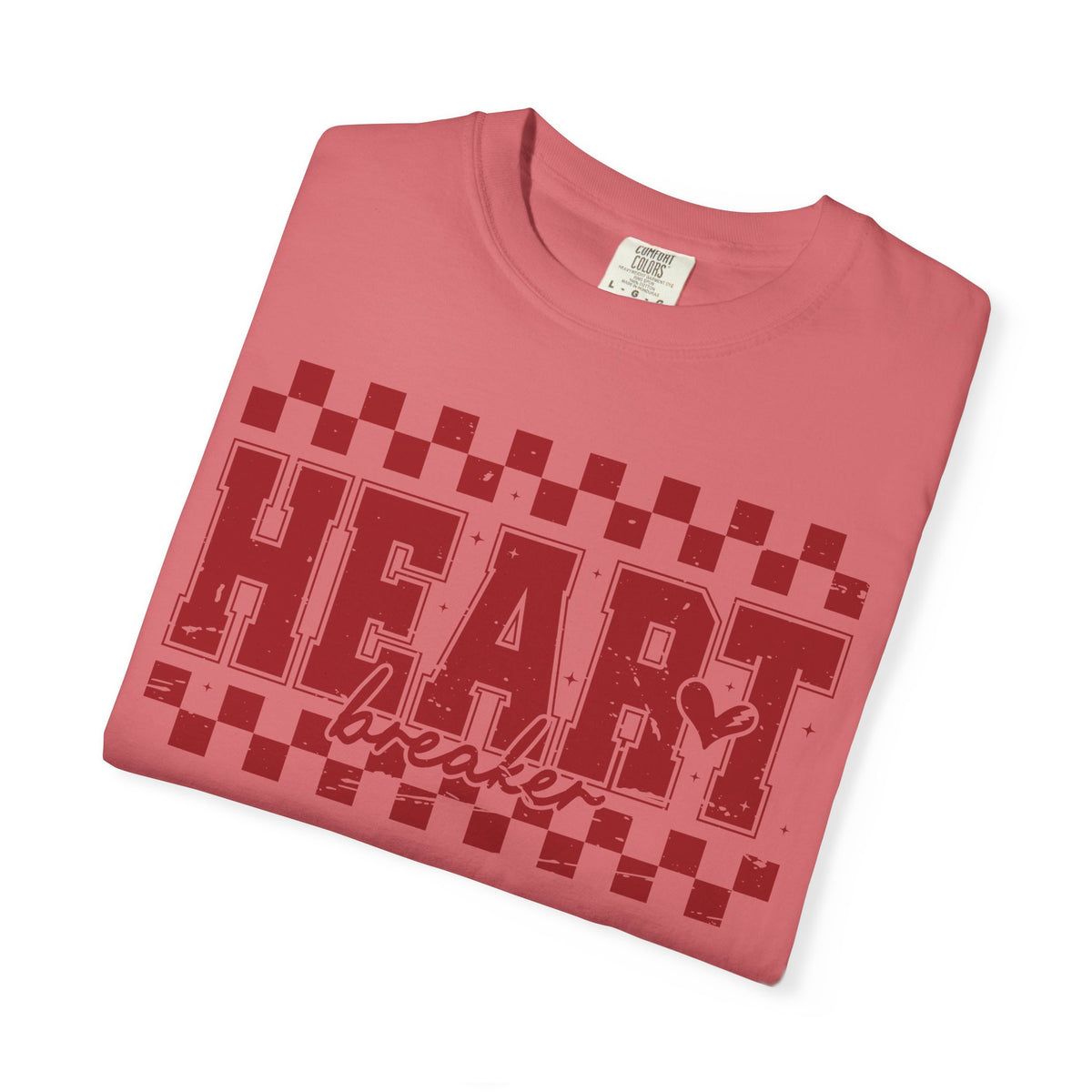 Heart Breaker, Red Checkered Distressed - Comfort Colors | Trendy Women's T-Shirt. Direct to Garment. Printed & Shipped in the USA. Unisex Sizes.