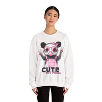 Cute But Feral, Possum in Pink Bibs – Gildan Heavy Blend | Trendy Women’s Soft Sweatshirt. Direct to Garment. Printed & Shipped in the USA. Unisex Sizes.