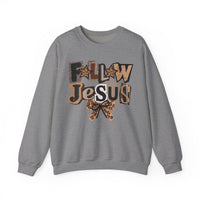 Follow Jesus, Patchwork – Gildan Heavy Blend | Trendy Women’s Soft Sweatshirt. Direct to Garment. Printed & Shipped in the USA. Unisex Sizes.