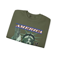 America's 250th Birthday, Statue of Liberty – Gildan Heavy Blend | Trendy Men's and Women’s Soft Sweatshirt. Direct to Garment. Printed & Shipped in the USA. Unisex Sizes.