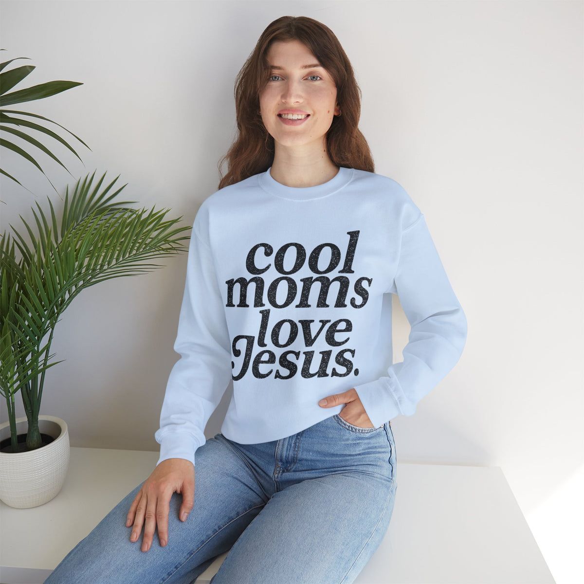 Cool Moms Love Jesus, Vintage – Gildan Heavy Blend | Trendy Women’s Soft Sweatshirt. Direct to Garment. Printed & Shipped in the USA. Unisex Sizes.